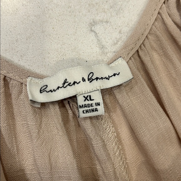 Hunter & Brown Beachy BOHO Casual Flowy One Piece Sleeveless Jumpsuit Tan XL - Picture 6 of 15